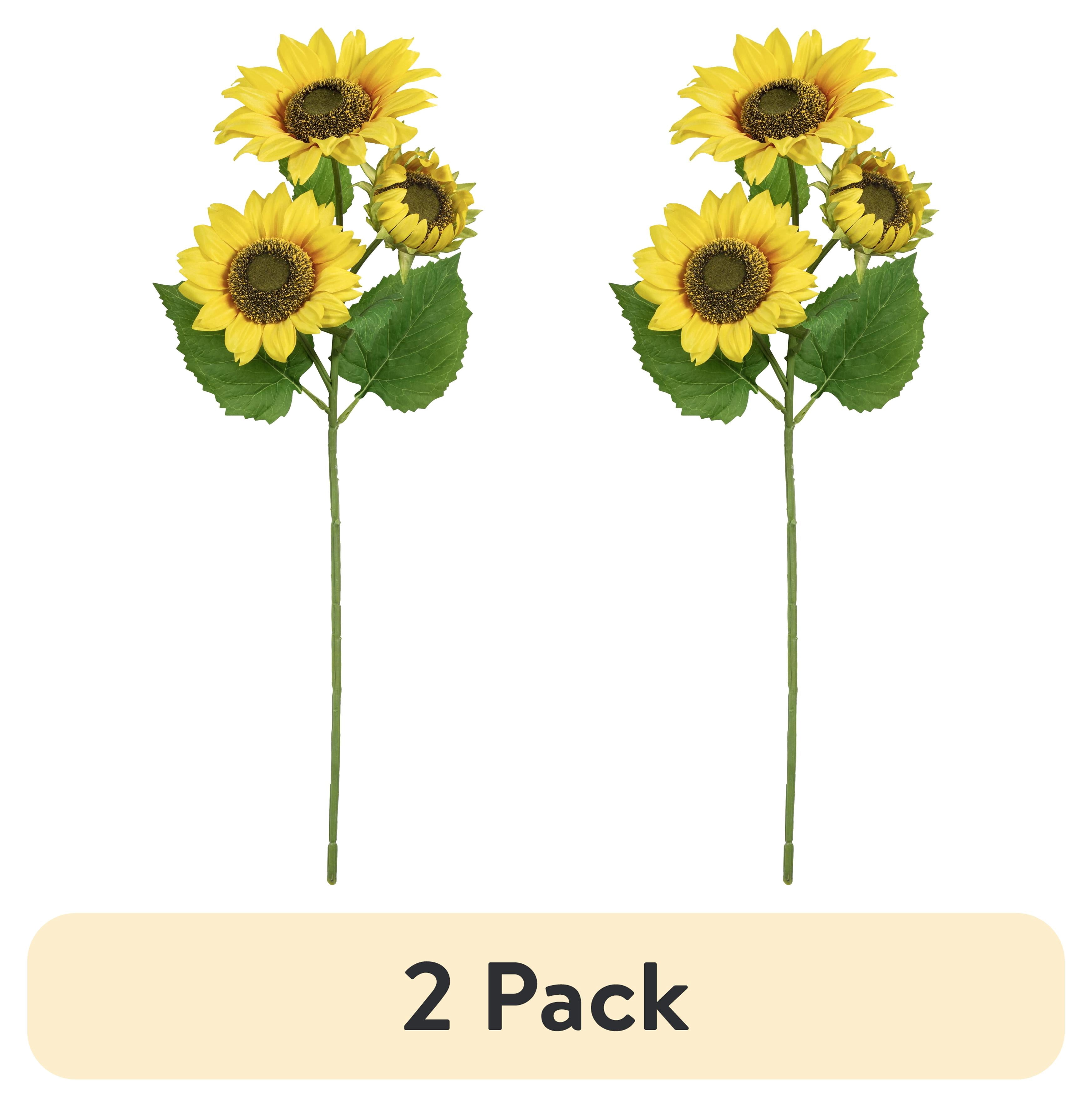 (2 pack) 27-inch Artificial Silk Yellow Sunflower Long Stem, for Indoor Use, by Mainstays, Set of 8