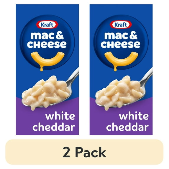 (2 pack) Pack of 2 Kraft White Cheddar Mac & Cheese Macaroni and Cheese Dinner Pasta Shells, 7.3 oz Box