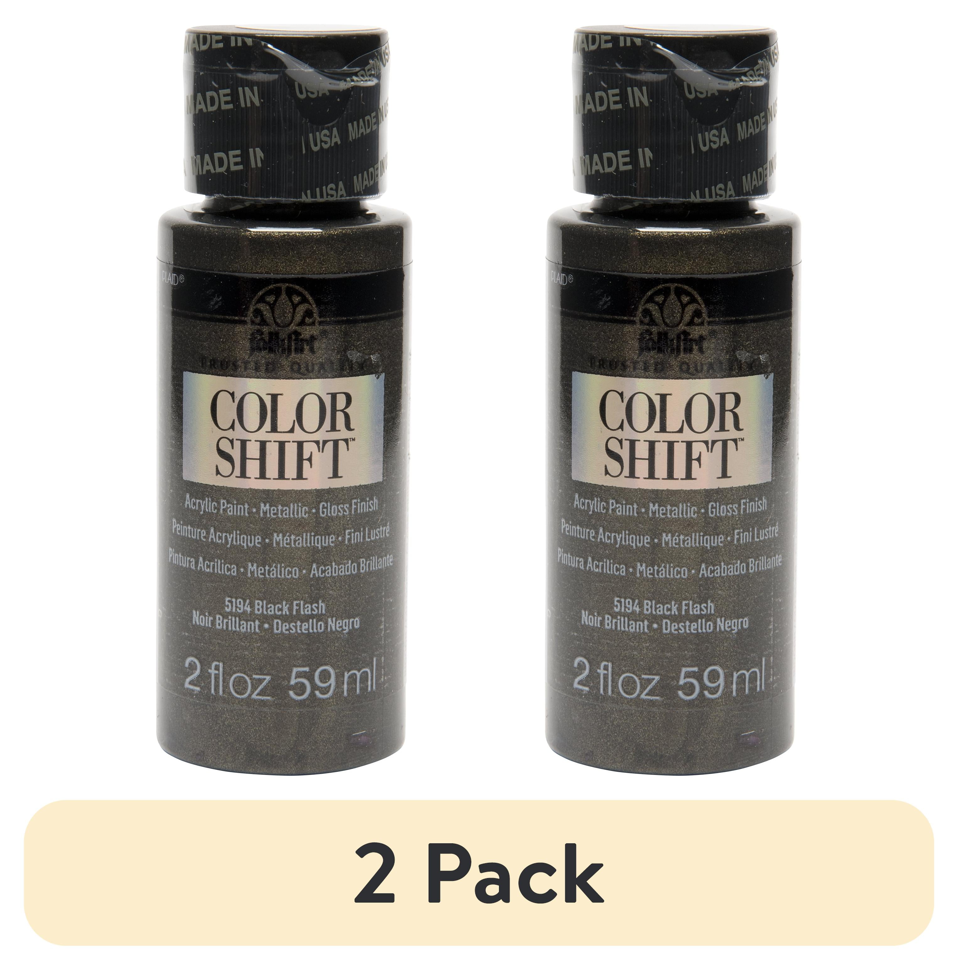 (2 pack) FolkArt Color Shift Acrylic Craft Paint, Gloss Finish, Black, 2 fl oz