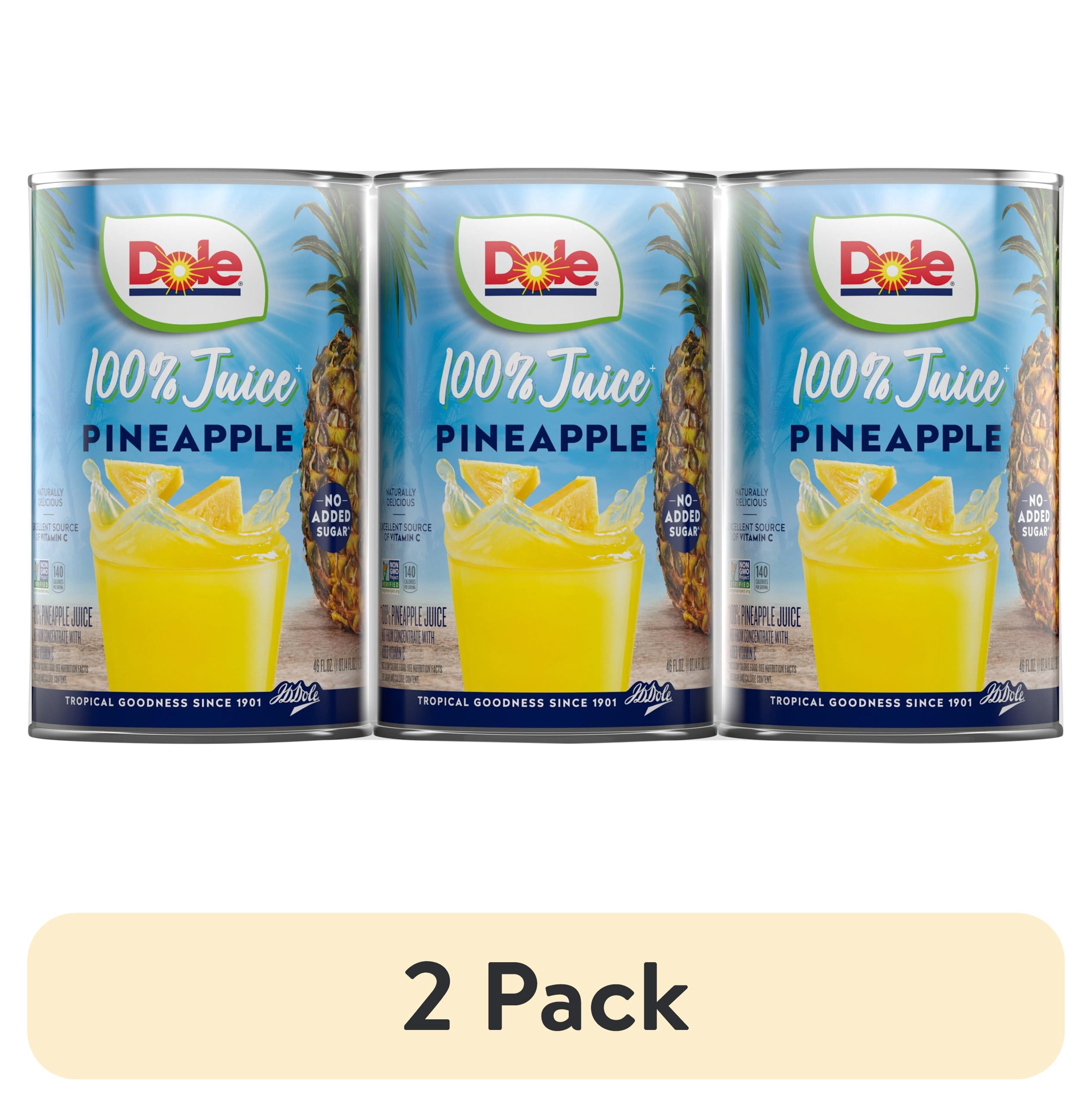 (2 pack) (3 Cans) Dole All Natural 100% Pineapple Juice, 46 fl oz Can