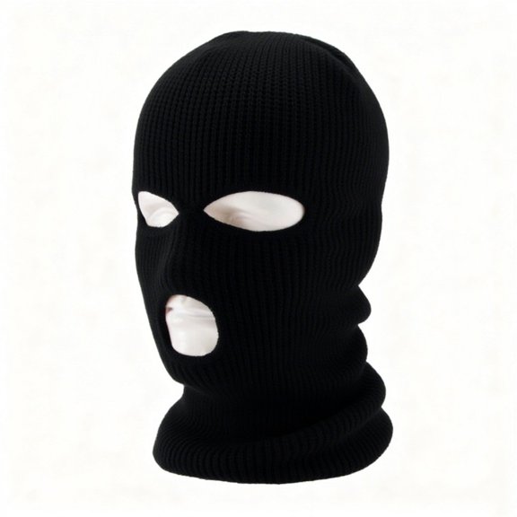 2 pack 3 Holes Ski Mask Full Face Cover Outdoor Winter Knitted Neck Gaiter for Halloween Sports Cyclingblack