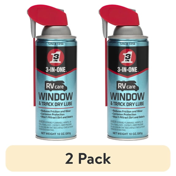 (2 pack) 3-IN-ONE RVcare Window & Track Dry Lube size 10 oz. not for Machine & Tool Lubricants