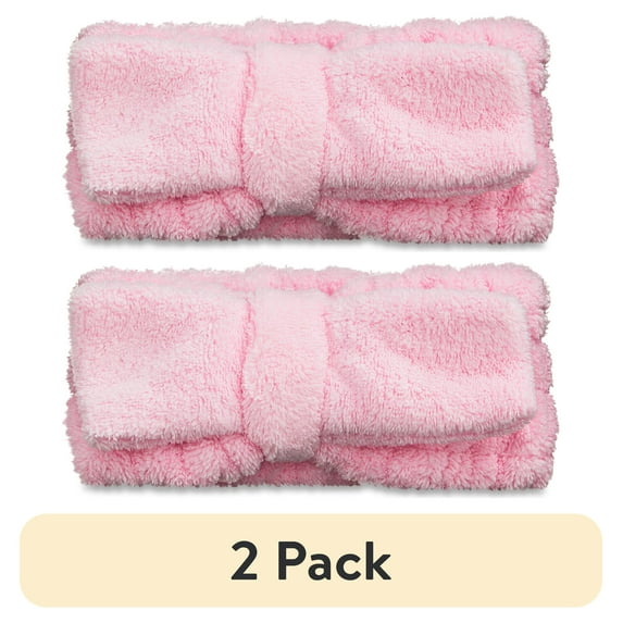 (2 pack) 3-Piece Headband and Wristband Wash Set, Pink