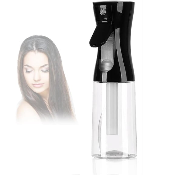 2 pack 300ML Clear Black Continuous Mister Spray Bottle for Hairstyling, Cleaning, Salons,Plants, Pets, Barbers
