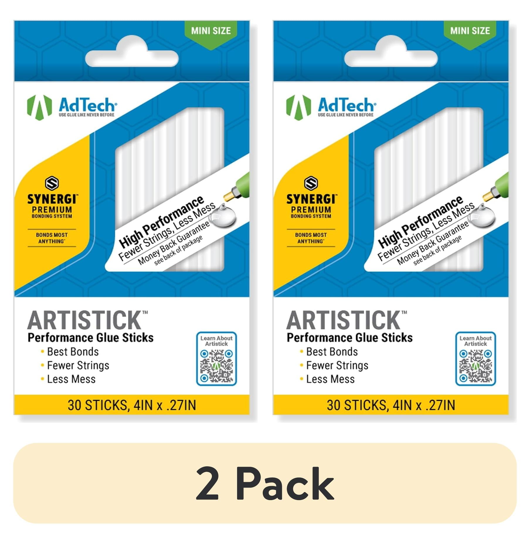 (2 pack) AdTech Mini 4" Stringless Hot Glue Sticks – 30 Hi-Temp Sticks for Crafts, DIY & Repairs