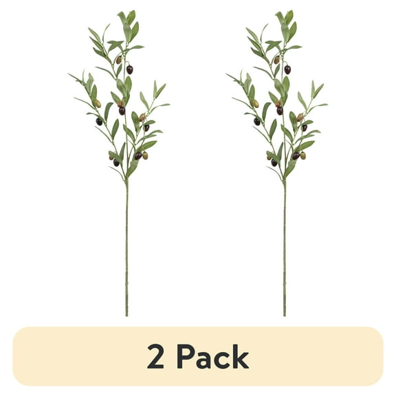 (2 pack) 37-inch Artificial Silk Green Olive Long Stem, for Indoor Use, by Mainstays