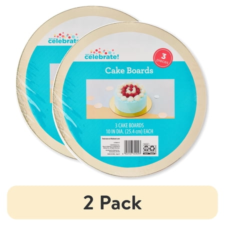 (2 pack) 10" Gold Round Paper Cake Boards, 3 Count, by Way To Celebrate