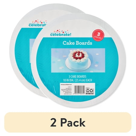 (2 pack) 10" Silver Round Paper Cake Boards, 3 Count, by Way To Celebrate