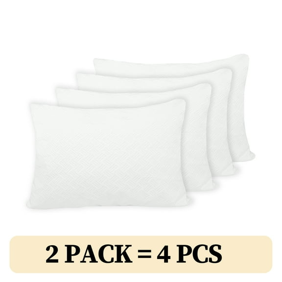 (2 pack) 3D Air Fabric Waterproof Pillow Protectors with Zipper, Pillow Covers Set of 2 Zippered Pillow Case Pillow Encasement Soft Breathable ( Standard, Line)