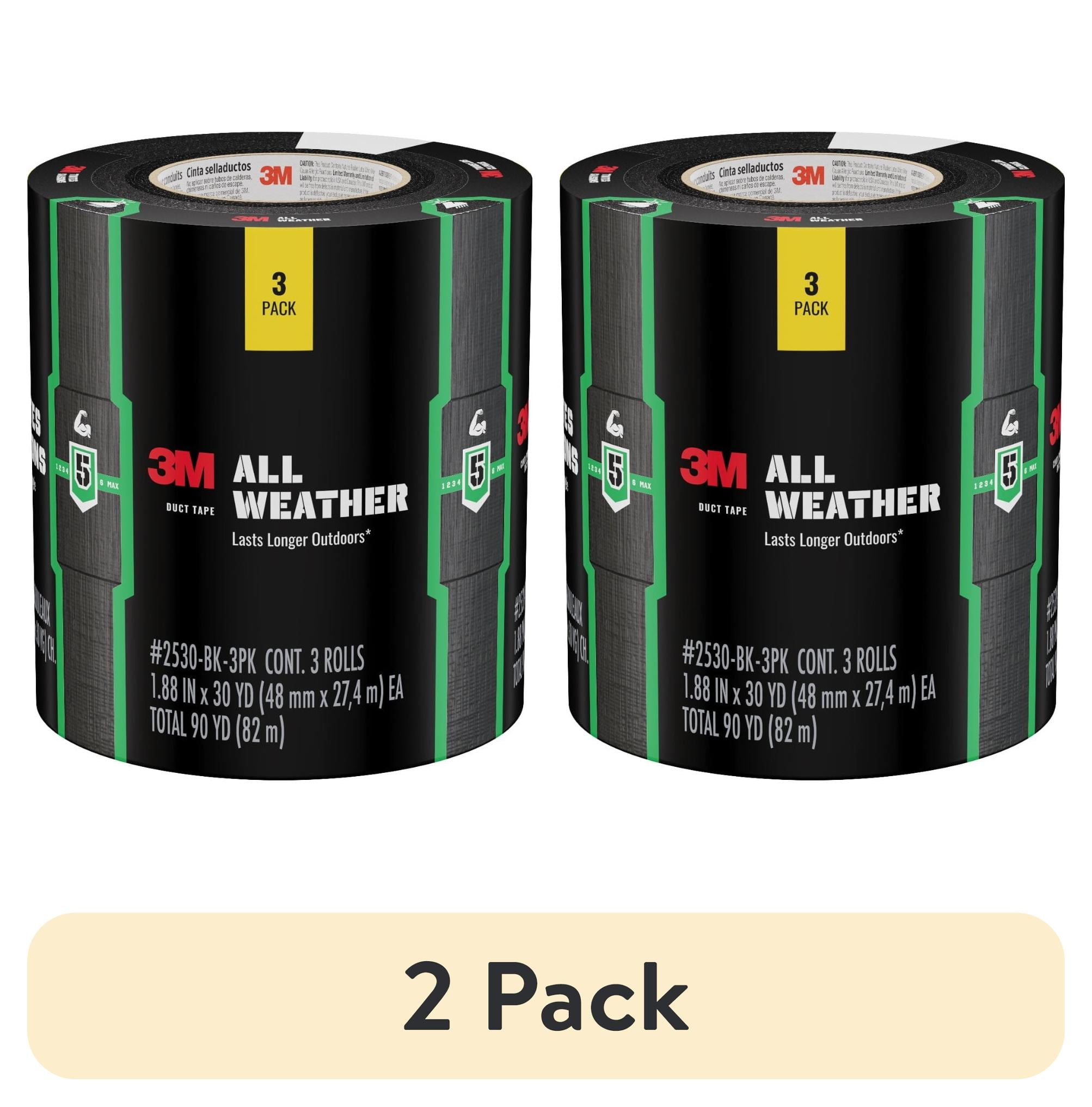 (2 pack) 3M All Weather Duct Tape, Black, 1.88 in. x 30 yd., 3 Pack
