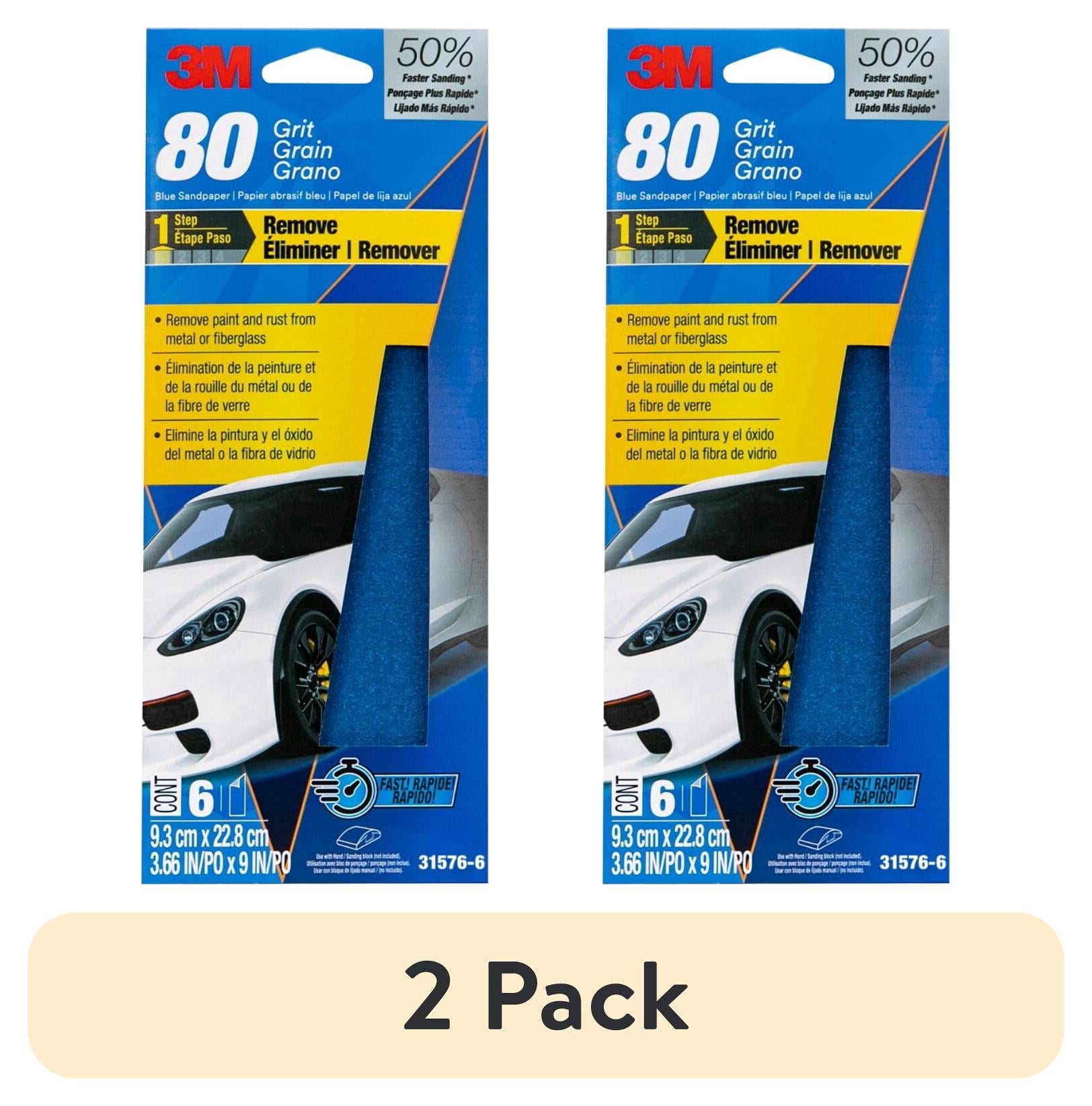 (2 pack) 3M Blue Technology Sandpaper, 3 2/3 in X 9 in, 80 Grit, 6-Pack