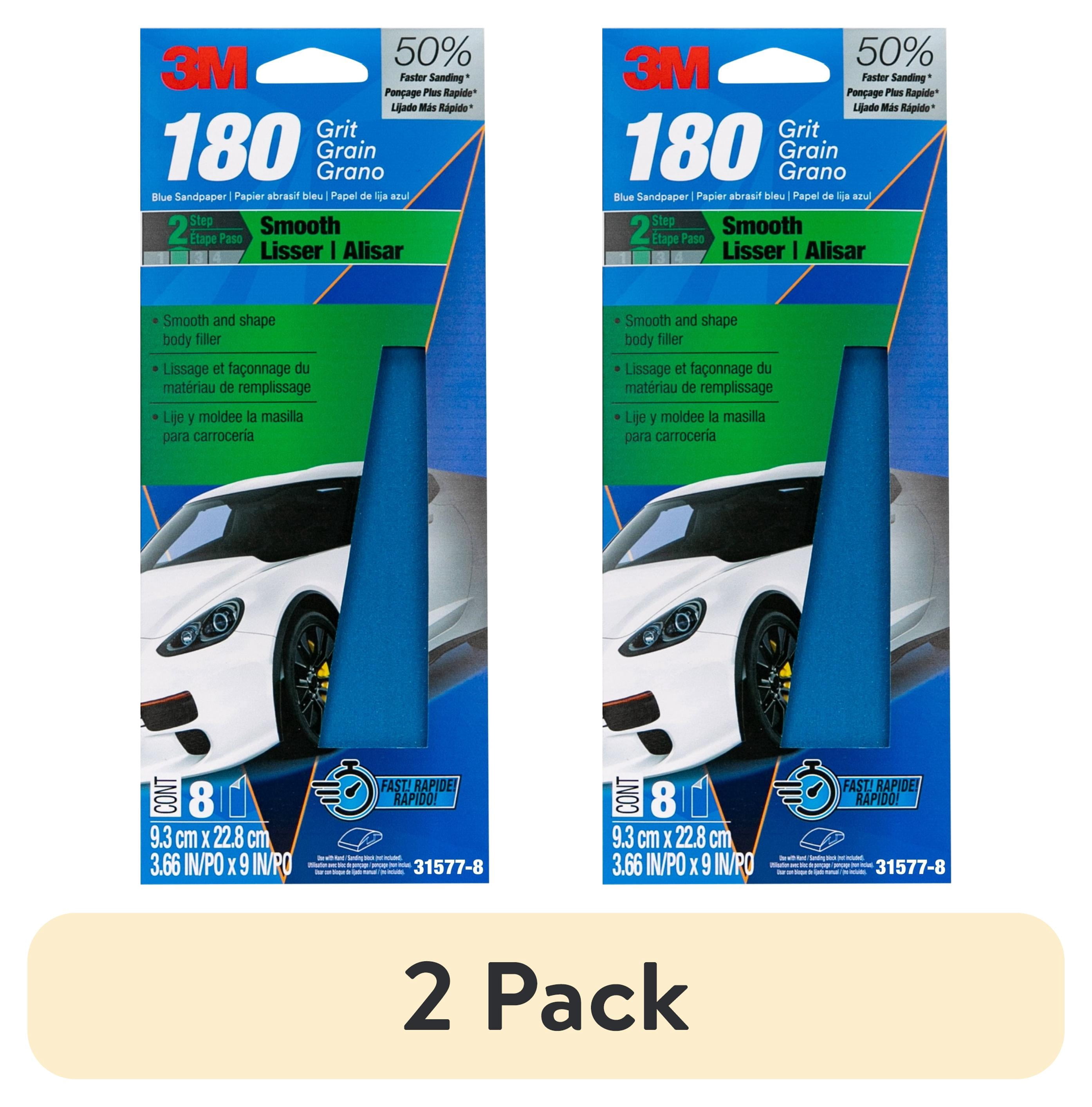 (2 pack) 3M Blue Technology Sandpaper , 3 2/3 in x 9 in, 180 Grit, 8-Pack