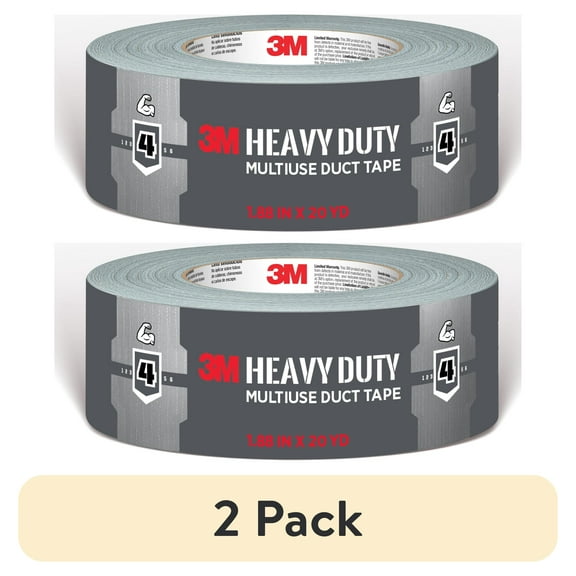 (2 pack) 3M Heavy Duty Duct Tape, Grey, Multipurpose, 1.88 in. x 20 yd., 1 Roll