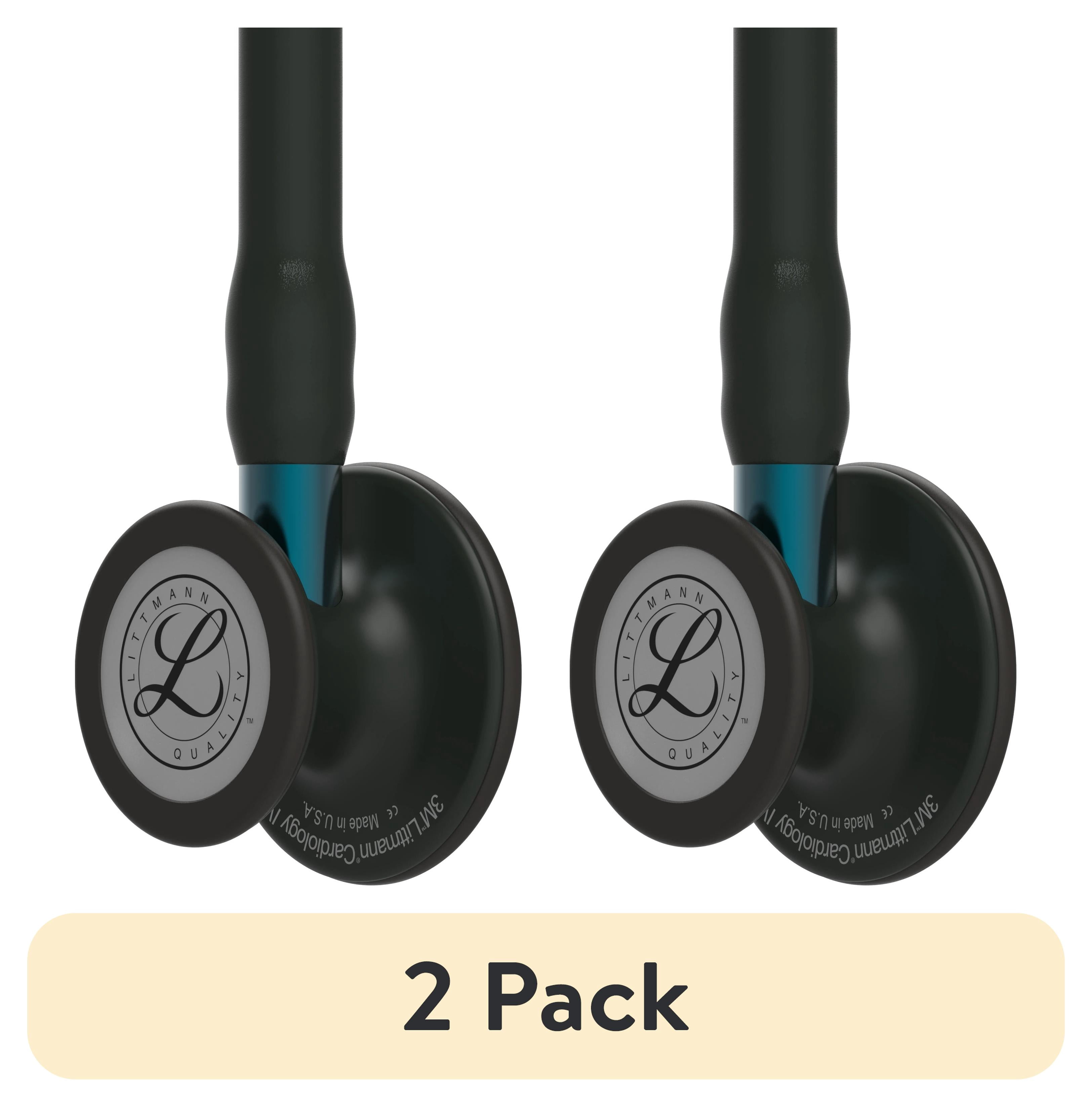 (2 pack) 3M Littmann Cardiology IV Diagnostic Stethoscope, Stainless Steel Black-Finish Chestpiece, 27" Black Tube, Blue Stem