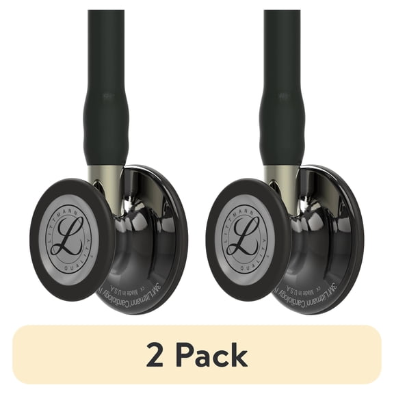 (2 pack) Littmann Cardiology IV Diagnostic Stethoscope, Smoke, Black Tube, Champagne Stem