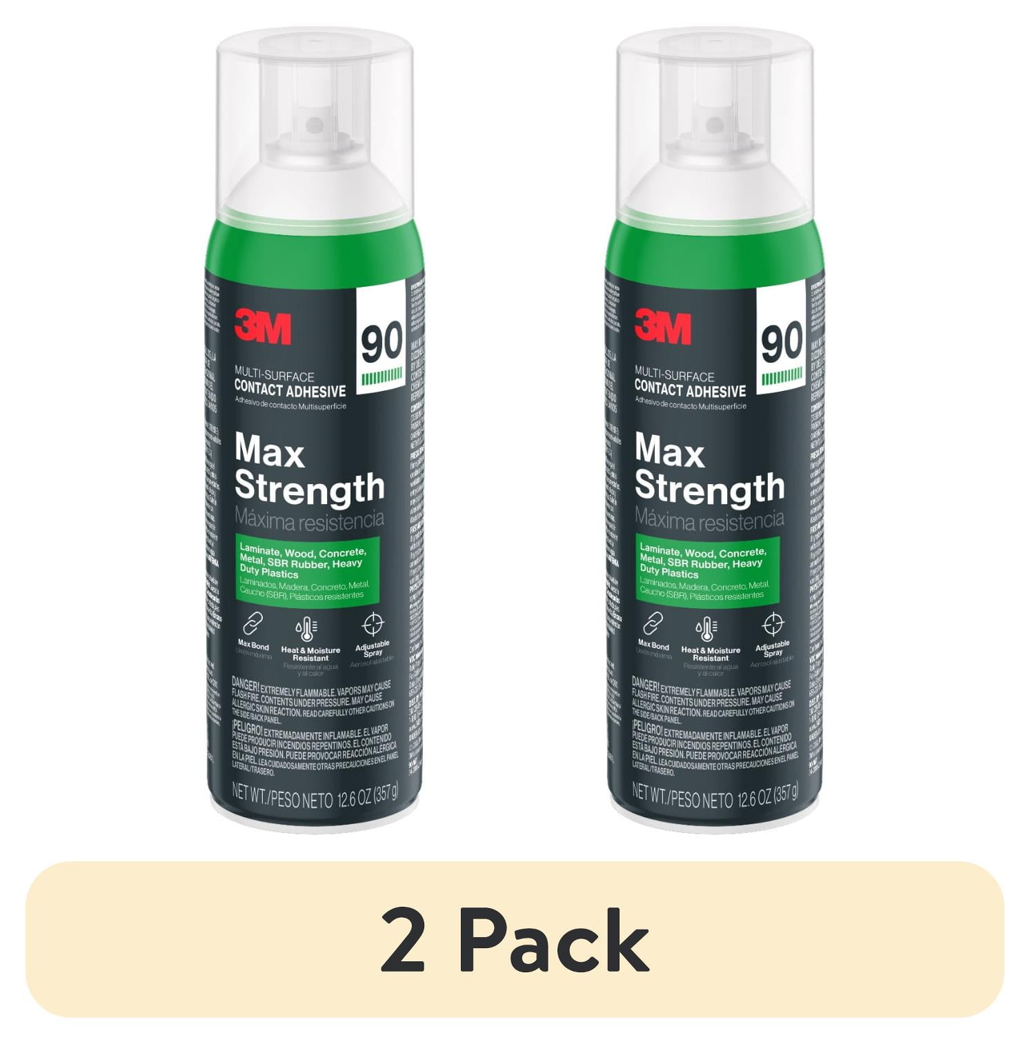 (2 pack) 3M Max Strength 90 Contact Adhesive, Heavy Duty Spray Glue, Contact Cement, Wall Repair, 12.6 oz