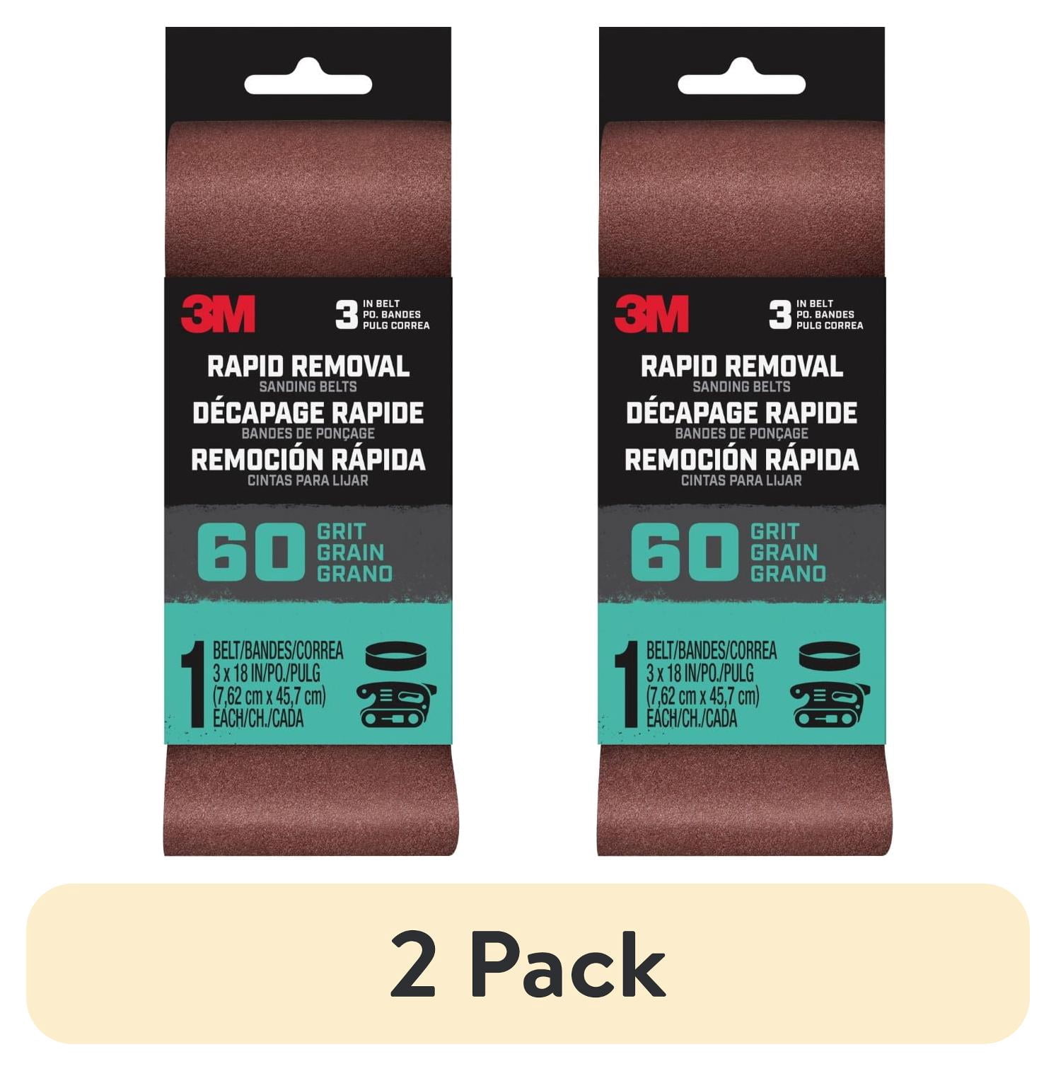 (2 pack) 3M Power Sanding Belt, 60 Grit, 3 in. x 18 in., Rapid Removal, Power Sanders, 1 Belt