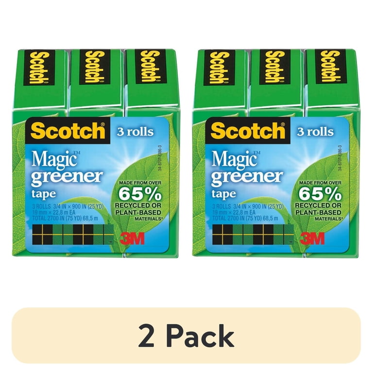 Scotch Magic Greener Tape With Dispenser - 3/4" X 900 Inches, 6 Rolls | Recycled & Plant-Based Invisible Tape