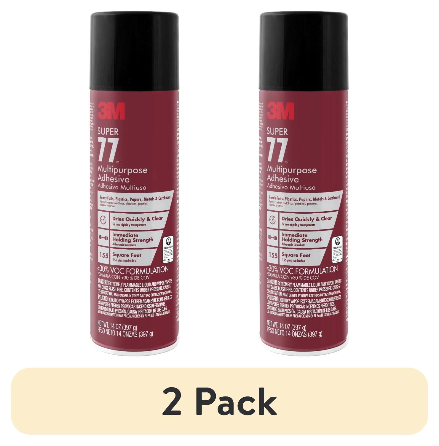 (2 pack) 3M Super 77 Multipurpose Adhesive, Low VOC, 14 Oz.