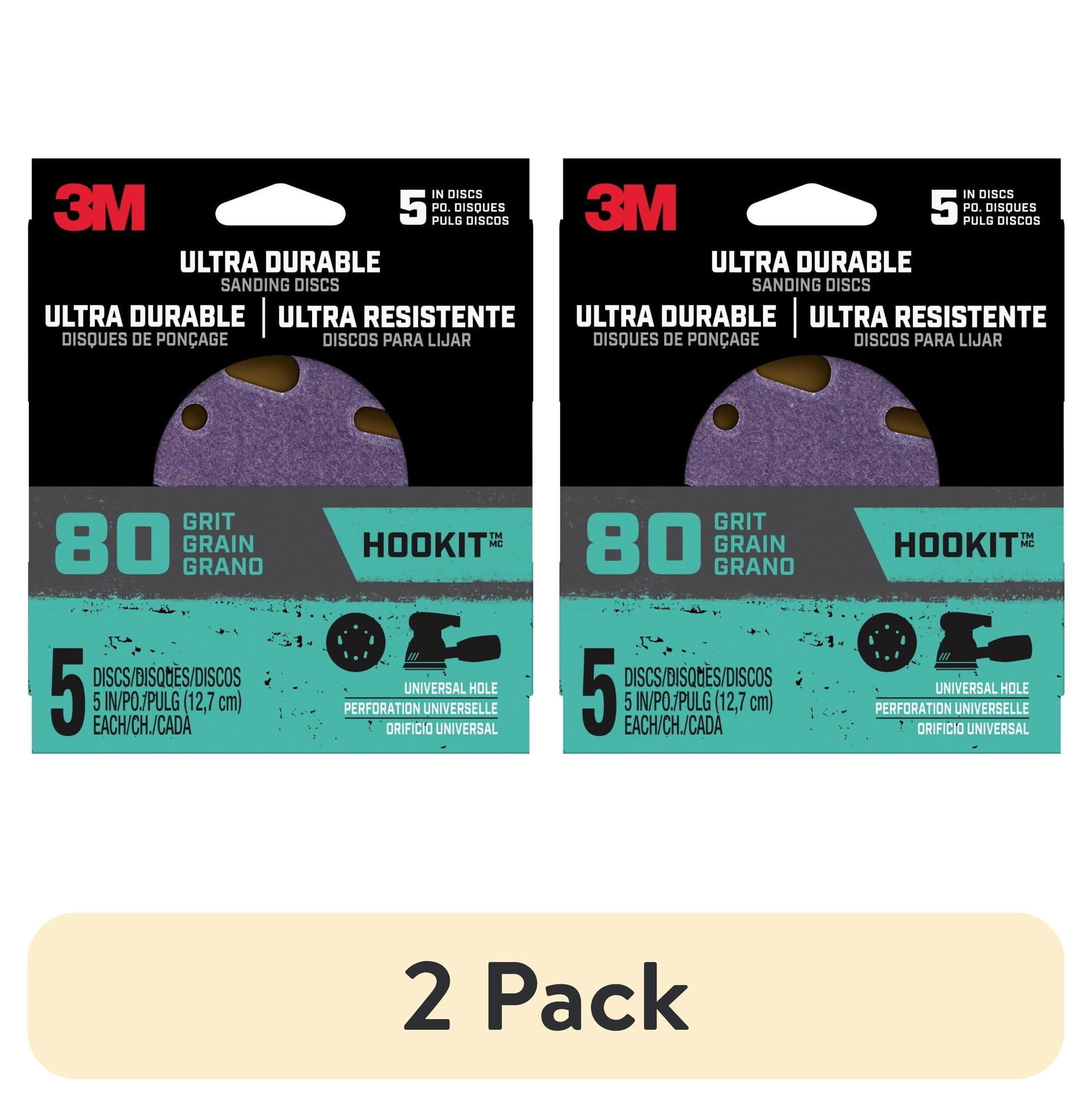 (2 pack) 3M Ultra Durable 5 inch Power Sanding Discs, 80 Grit, Universal Hole, 5 Pack
