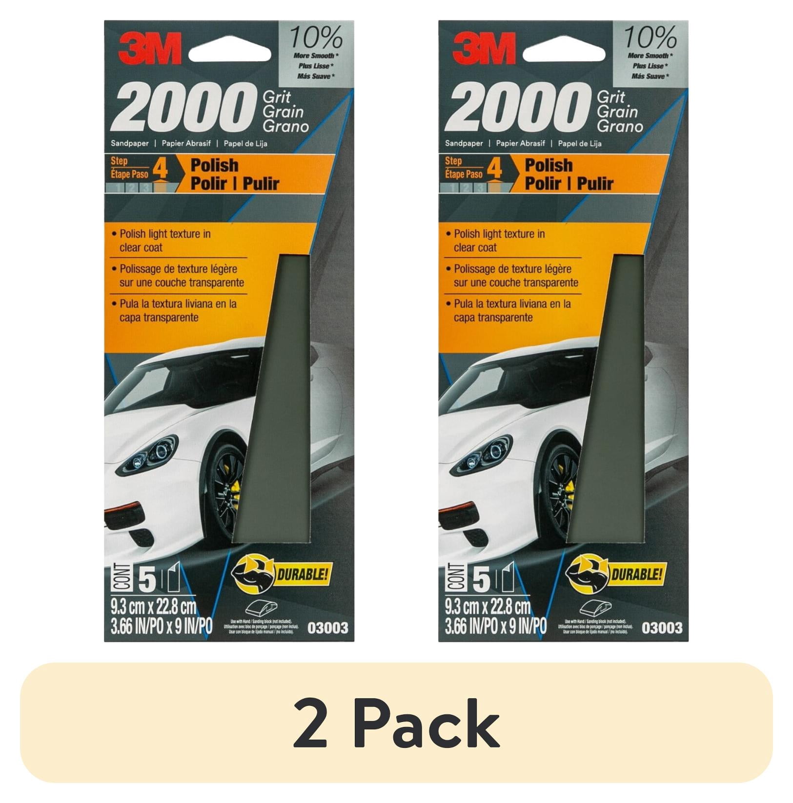 (2 pack) 3M Wetordry Sandpaper, 3 2/3 in x 9 in, 2000 Grit, 5-Pack