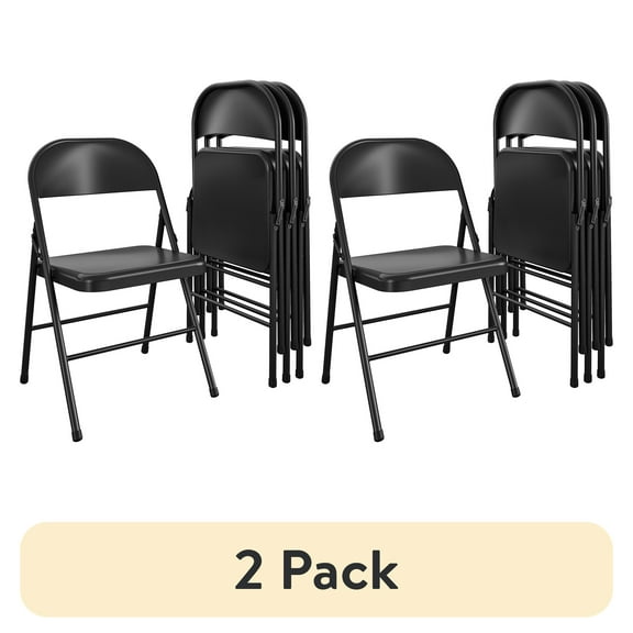 (8 pack) Mainstays Steel Folding Chair (4 Pack), Black