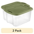 thumbnail image 1 of (2 pack) Plastic Storage Bin, Full-Grip Handles, Green, 1 of 6