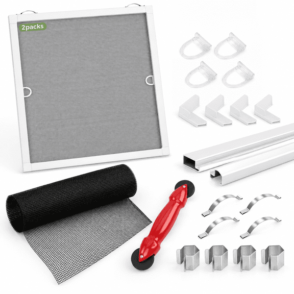 2-pack 48" x 60" preframed window screen replacement kit with upgraded aluminum frame