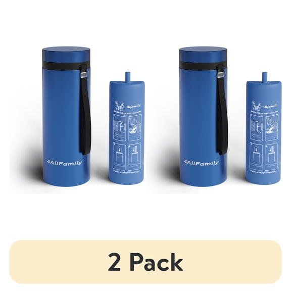 (2 pack) 4ALLFAMILY Nomad Big 48 Hour Insulin Cooler TSA Approved Biogel Ice Pack Fits 1-7 Pens, Hard Shell, Blue