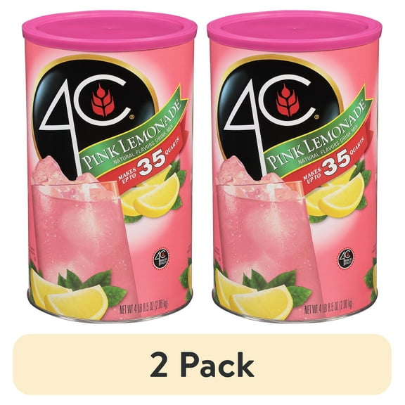 (2 pack) 4C 35 Qt Powdered Soft Drink Mix Pink Lemonade, 72.5 oz, Single Pack Canister