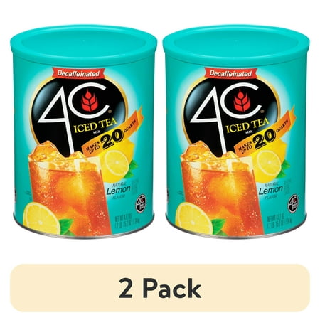 (2 pack) 4C Decaf Iced Tea Mix, Lemon, 47.2 oz, 1 Ct