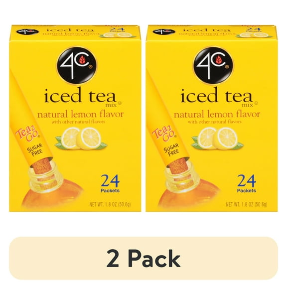 (2 pack) 4C Totally Light Natural Lemon Iced Tea Mix, 24ct