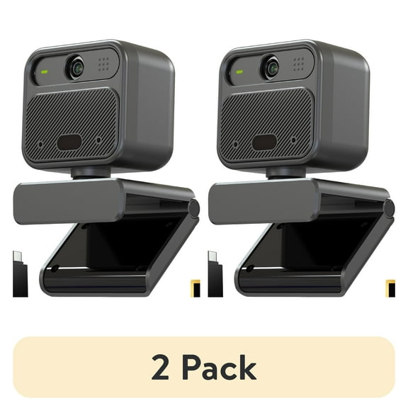 (2 pack) Vizolink 4K EPTZ Webcam with Zoom Remote, Privacy Cover, Tripod, Dual Microphones for Streaming & Conference