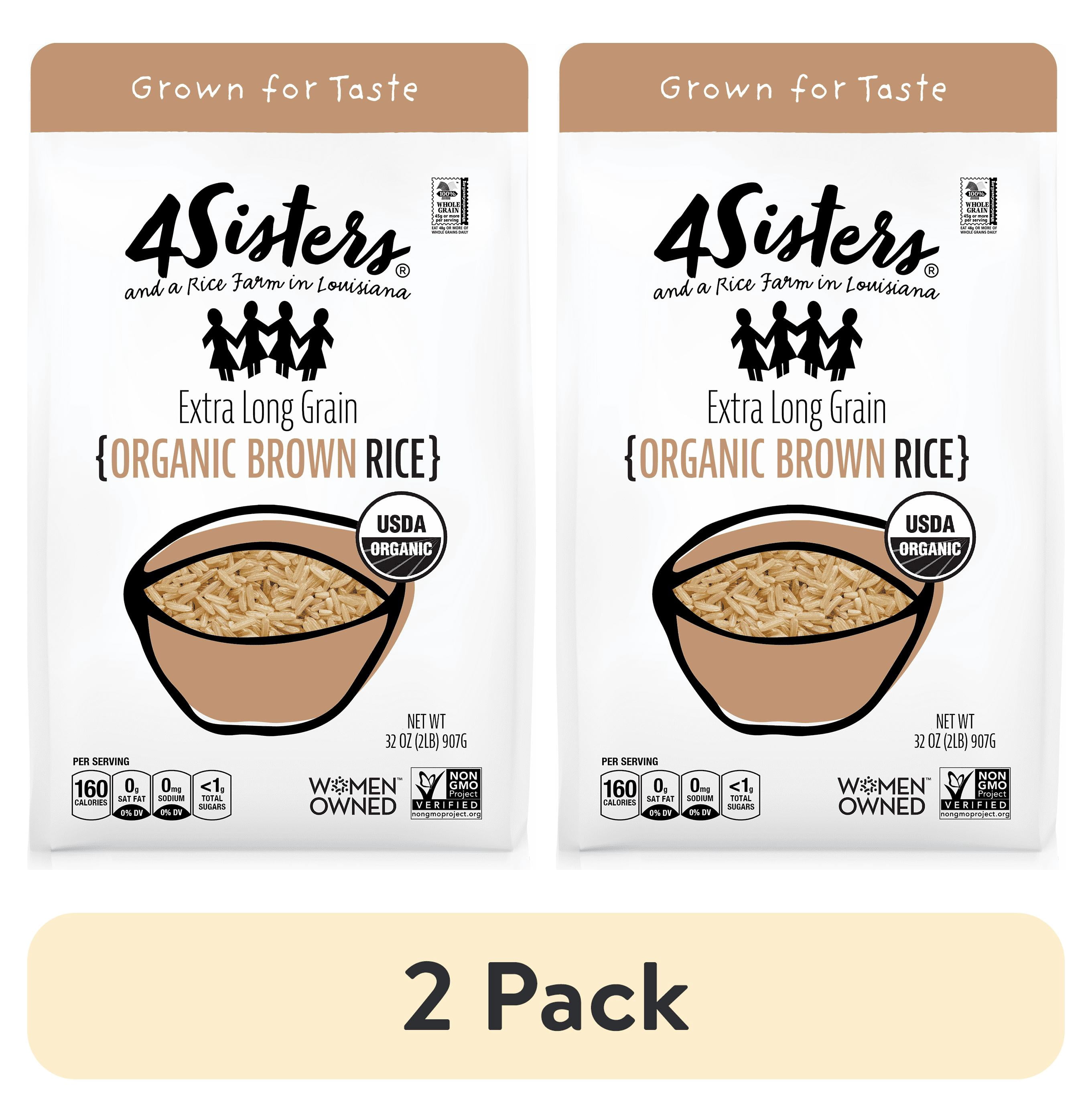 (2 pack) 4Sisters Long Grain Organic Brown Rice, 32 oz