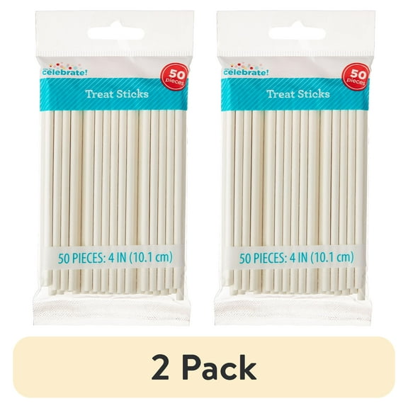 (2 pack) 50 Count, 4 IN, White, Paper Treat Sticks, by Way To Celebrate