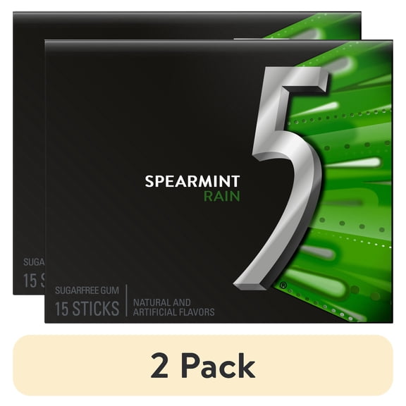 (2 pack) 5 Gum Spearmint Rain Sugar Free Chewing Gum - 15 Count