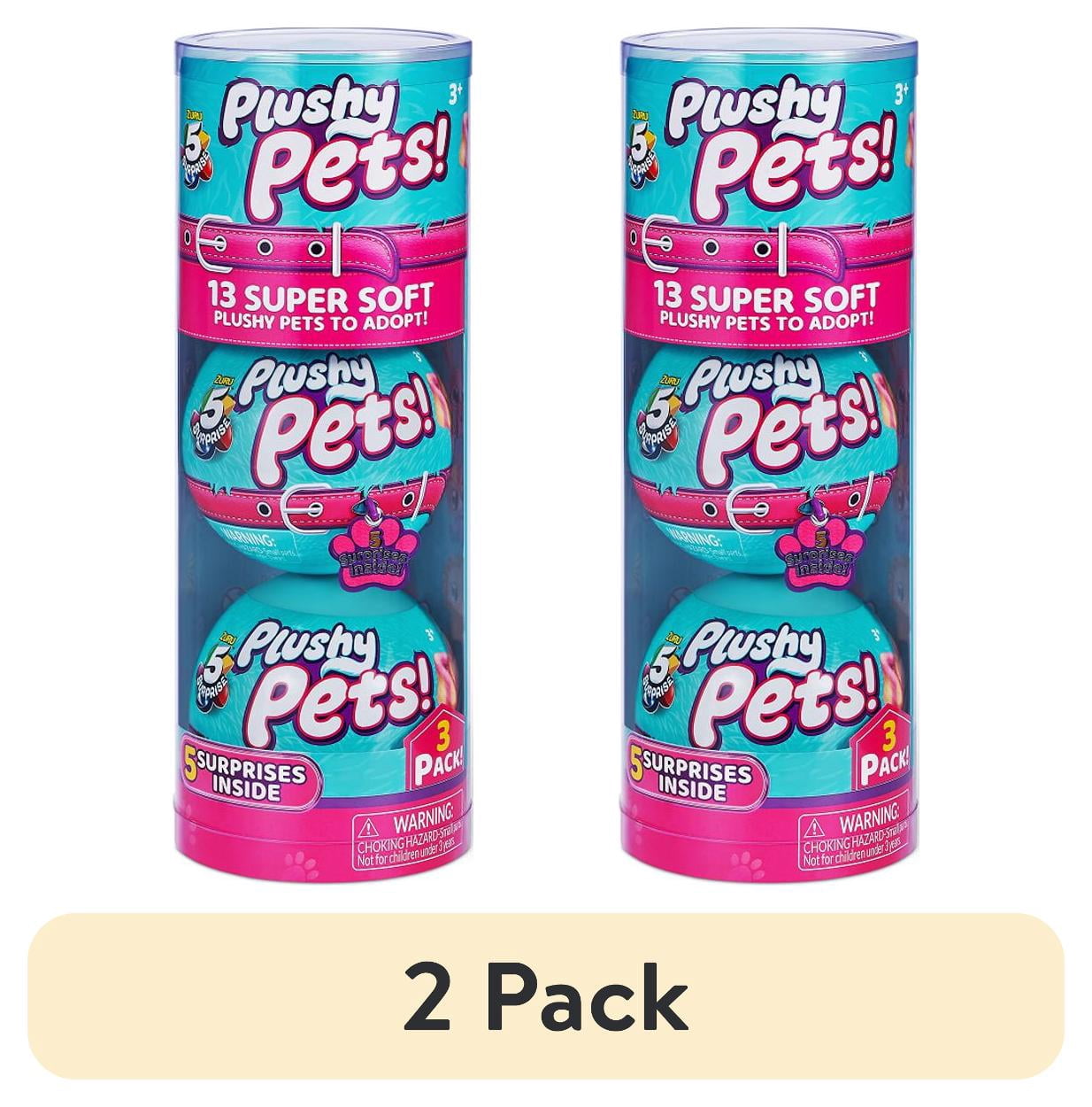 (2 pack) 5 Surprise Plushy Pets Mystery Collectible Capsule Plush Toys 3-Pack