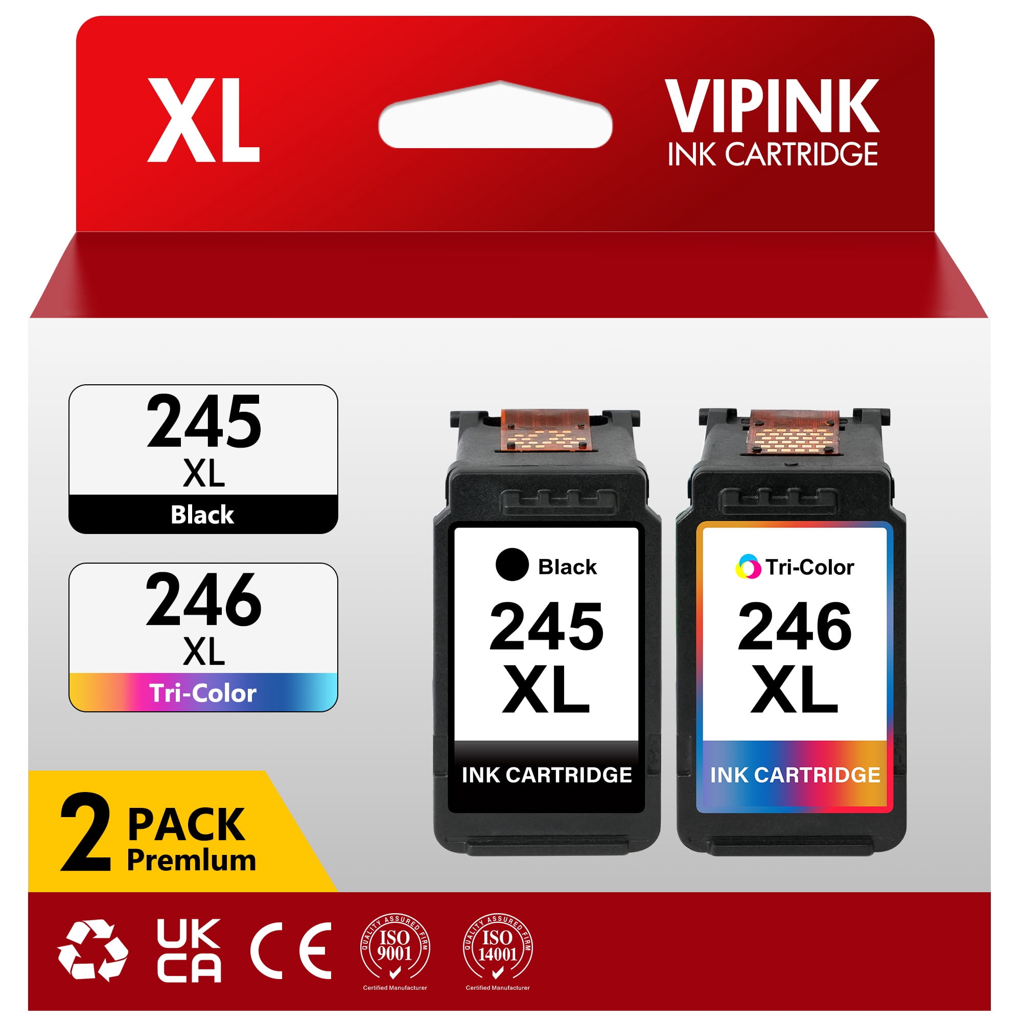 245XL Ink Cartridges for Canon Ink 245 PG-245XL Compatible with Cannon Pixma MX490 MX492 MG2522 TS3100 TS3122 TS3300 TS3322 TR4500 TR4520 TR4522 Printer, 2 Pack