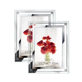 (2 pack)5x7 Glass Picture Frames, Clear Photo Frames 5 by 7 for Desktop Display