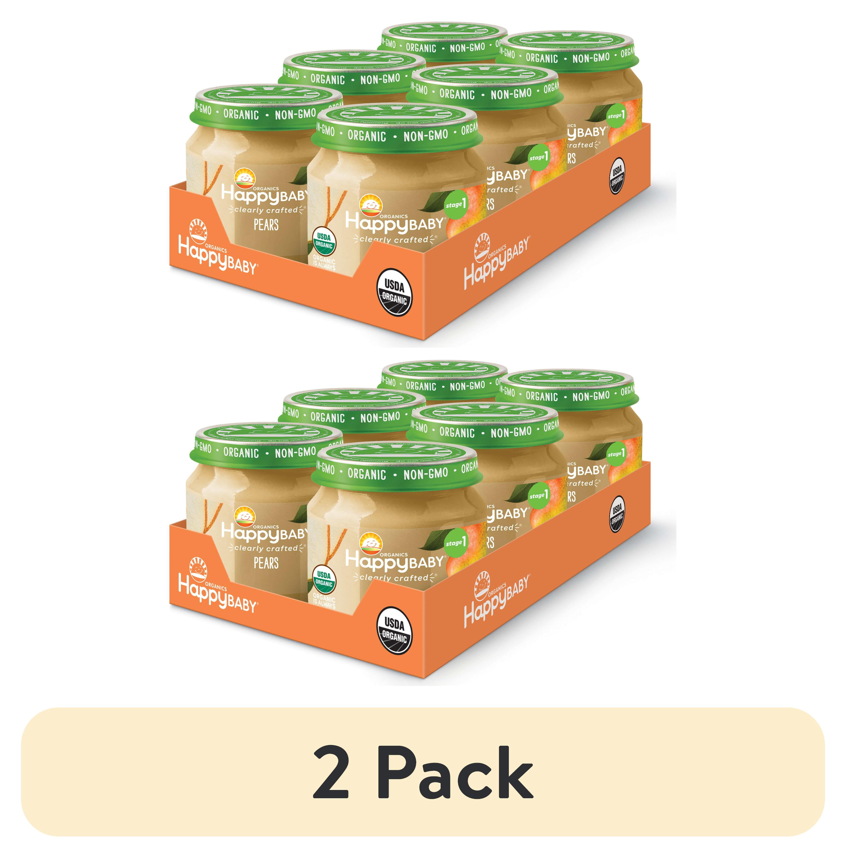 (2 pack) Happy Baby Organics Clearly Crafted, Stage 1, Pears Organic Baby Food, 4 oz. Jars (6 Count)