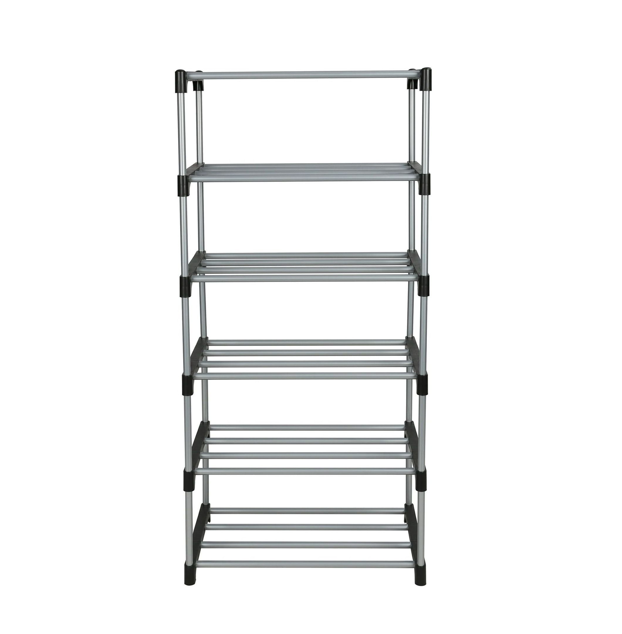 (2 pack)6 Tier Shoe Rack, Black and Silver, 8 Pairs of Shoes, Metal ...