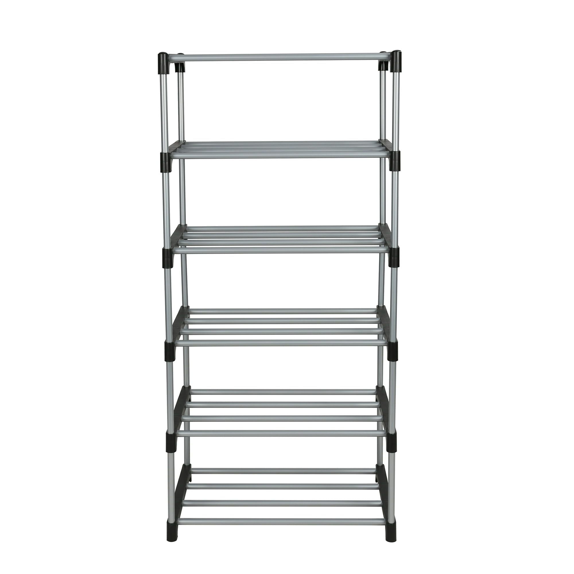 (2 pack)6 Tier Shoe Rack, Black and Silver, 8 Pairs of Shoes, Metal ...