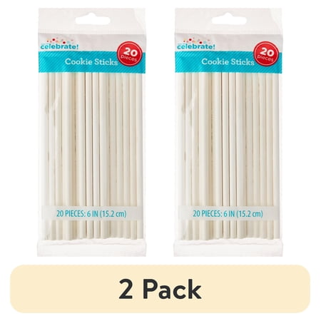 (2 pack) 20 Count, 6 IN, White, Paper Cookie Treat Sticks, by Way To Celebrate