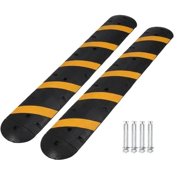 2-pack 6FT Heavy-Duty Rubber Speed Bump with Cable Channels – 22,000 lb Capacity, Modular & Portable