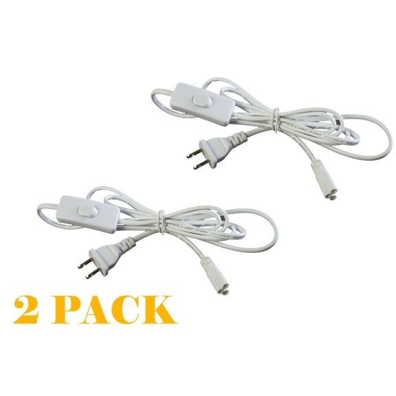 2 pack 6ft Integrated LED tube power wire cable with inline On off switch and AC plug