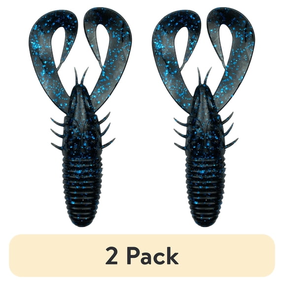(2 pack) 6th Sense Stroker Craw Creature Bait, 3.3", Black N' Blue Flake