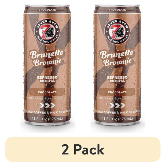 (2 pack) 7 Brew Brunette Brownie Chilled Espresso Mocha Ready to Drink Coffee, 11 fl oz Can