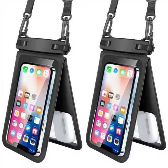 2 pack 7" Double Space Waterproof Cell Phone Pouch Case Dry Bag with Lanyard Strap for Beach Surfing Scuba Diving Skiing Water Park Kayaking