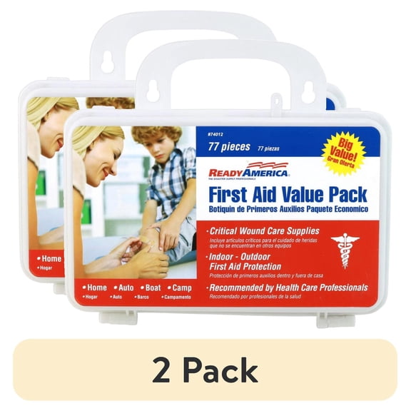 (2 pack) Ready America 77 Piece First Aid Kit Value Pack for Emergencies