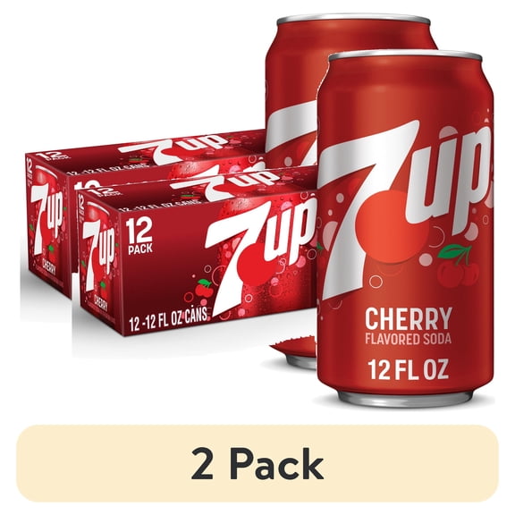 (2 pack) 7UP Caffeine Free Cherry Soda Pop, 12 fl oz, 12 Pack Cans